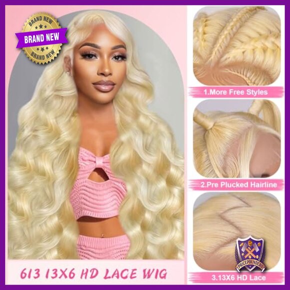32 Inch Human Hair Lace Front Wig 200 Density Body Wave Glueless main image 4